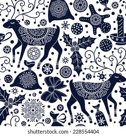 Christmas seamless pattern with deers
