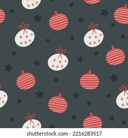 Christmas Seamless Pattern design with ornaments. Vector illustration.