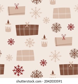 Christmas seamless pattern design with presents. Vector illustration.