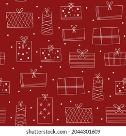 Weihnachten nahtloses Muster Design mit Geschenken. Vektorgrafik.