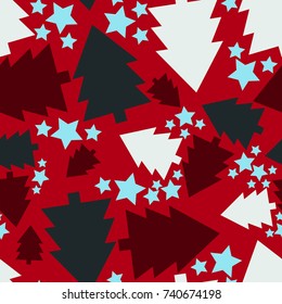 Christmas seamless pattern design, christmas trees endless vector background  