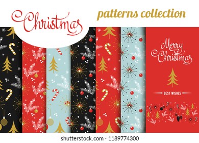 Christmas seamless pattern design. Vector winter holiday wallpaper collection