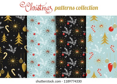 Christmas seamless pattern design. Vector winter holiday wallpaper collection