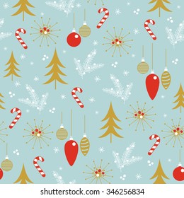 Christmas seamless pattern design. Vector winter holiday symbols wallpaper.