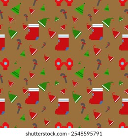 Weihnachten nahtloses Muster, Design für die Verpackung Papier, Stoffmuster, Hintergrund, Karte, Coupons, Banner, für die Frohe Weihnachten und Happy New Year dekoriert.