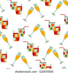 Christmas seamless pattern with doodle toys. Vector illustration.