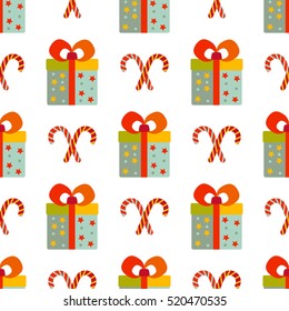 Christmas seamless pattern with doodle toys. Vector illustration.