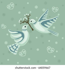 Christmas seamless pattern with doves and mistletoe. Vector file saved as EPS AI 8, no effects, easy print, ready to tile.