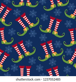 Christmas seamless pattern with elf legs. For christmas backgroud or paper wrapping