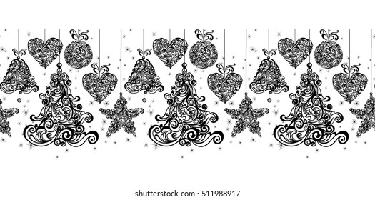 Christmas seamless pattern. Festive vector illustration.
