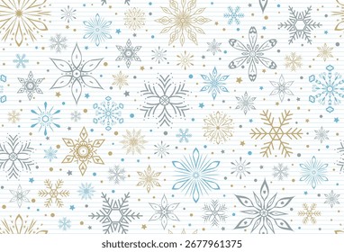 Natal padrão sem emenda. Fundo de inverno festivo com flocos de neve. Ideal para projetos temáticos de Natal, papel de embrulho, cartões de saudação, tecido, papel de parede, ou decorações de férias. 