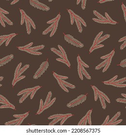 Christmas seamless pattern with fir branches. Winter background. Vector illustration