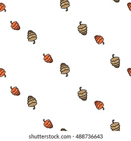 Christmas seamless pattern with fir cones. Beautiful vector background for decoration xmas designs. Cute minimalistic art elements on white backdrop.