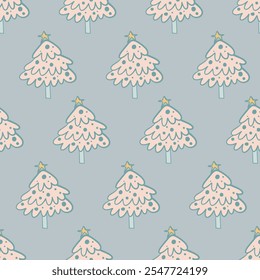 Navidades sin patrón de abeto. Ilustración vectorial en estilo plano simple doodle. Bueno para el papel del regalo, impresión de la tela, cubierta