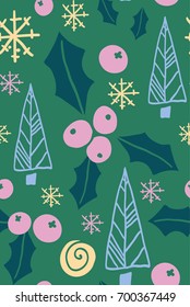Christmas seamless pattern with fir tree