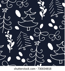 Christmas seamless pattern with fir tree