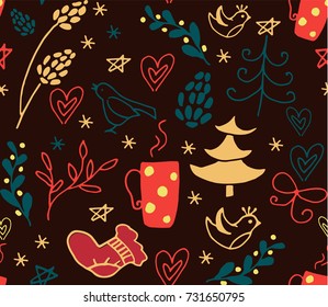 Christmas seamless pattern with fir tree