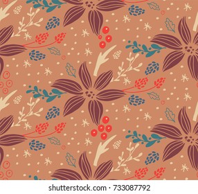 Christmas seamless pattern with fir tree
