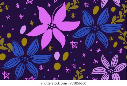 Christmas seamless pattern with fir tree