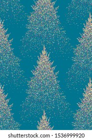 Christmas seamless pattern with fir trees. Coniferous forest.