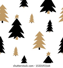 Christmas seamless pattern with fir-tree. Vector illustration.