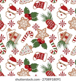Christmas seamless pattern in flat style
