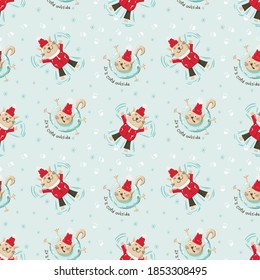 Christmas seamless pattern with funny cats. Vector illustration for wrapping paper and scrapbooking