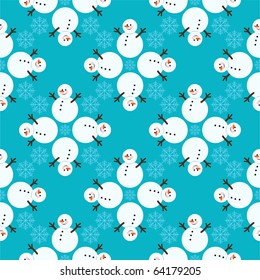 christmas seamless pattern of funny snowman