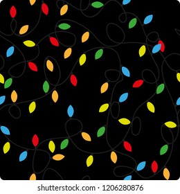 Christmas seamless pattern with garland on black background. eps 10