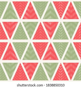 Christmas seamless pattern from geometric Christmas trees for greeting cards, wrapping paper. Merry Christmas and Happy New year. Seamless Abstract geometric texture. Vector illustration.