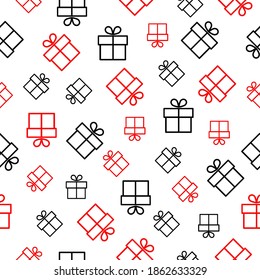 Christmas seamless pattern with gift boxes. White holiday vector illustration. New Year present texture concept.