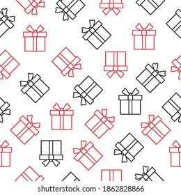 Christmas seamless pattern with gift boxes. White holiday vector illustration. New Year present texture concept.