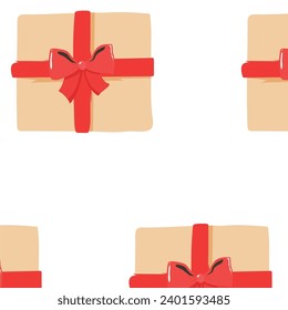 Christmas Seamless Pattern With Gift Boxes Icon Vector Design.