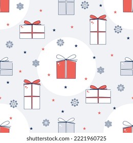 Christmas seamless pattern with gifts