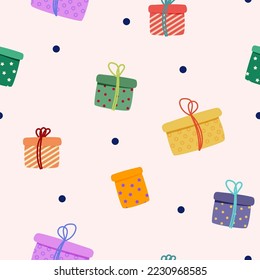 Christmas seamless pattern with gifts