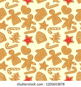 Christmas seamless pattern with ginger cookies.