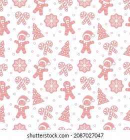 Christmas seamless pattern with gingerbread man cookies