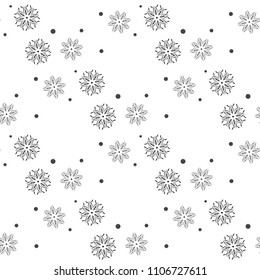 Christmas seamless pattern from gray snowflakes on white background