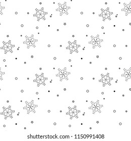 Christmas seamless pattern from gray snowflakes on white background eps10