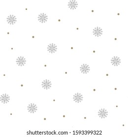 Christmas seamless pattern with gray snowflakes on white background. Vector illustration. New Year background. For web design, wrapping paper, scrapbooking, for printing on textile, crockery, package.