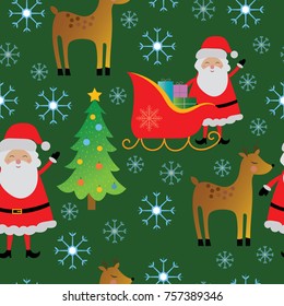 Christmas seamless pattern with green background