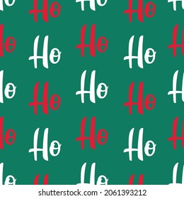 Christmas seamless pattern, green and red, winter, weekend, holidays, new year, pattern series, Santa, ho-ho-ho, for backgrounds, wrapping paper