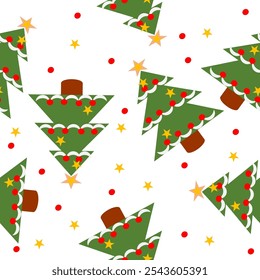 Natal padrão sem emenda, fundo verde árvore de Natal, repita o projeto do padrão para a impressão do tecido ou papel de parede ou padrão de papel de x'mas
