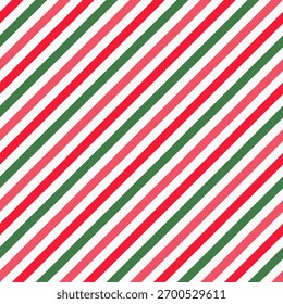Natal padrão sem emenda com listras diagonais verde, branco, vermelho e rosa
