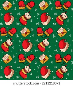 Christmas seamless pattern for greeting cards, wrapping papers. Hand drawn winter background. Vector illustration.
