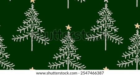 Christmas seamless pattern for greeting cards, wrapping papers. Doodle Christmas trees. Hand drawn winter background. Vector illustration.