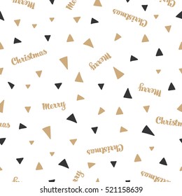 Christmas seamless pattern with greetings and triangles