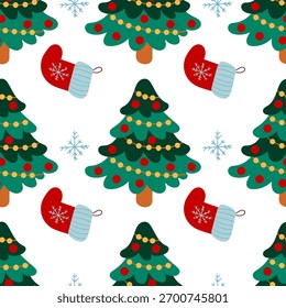 Christmas seamless pattern in hand draw style