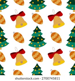 Christmas seamless pattern in hand draw style