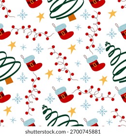 Christmas seamless pattern in hand draw style